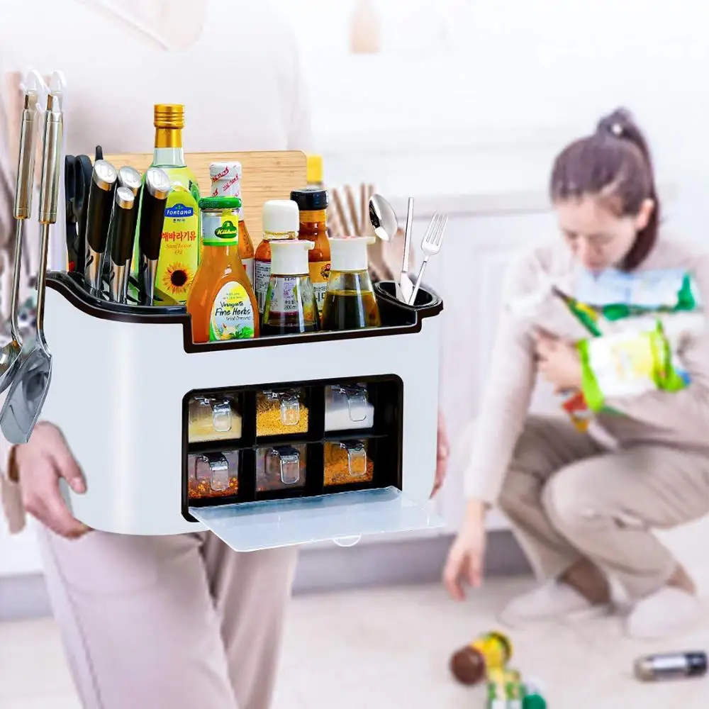 Многофункциональная специй шкаф-органайзер для кухни с хранилище для банок с приправами коробки для приборы из нержавеющей стали, Ножи и ра...