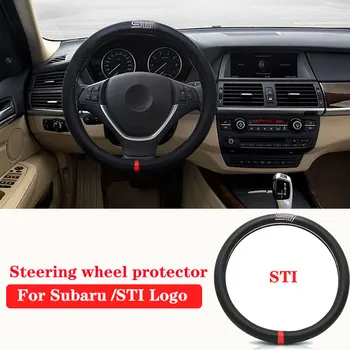 

Universal leather carbon fiber Car Steering Wheel Cover Skidproof Auto Steering-wheel Cover Anti-Slip For SUBARU With STI logo