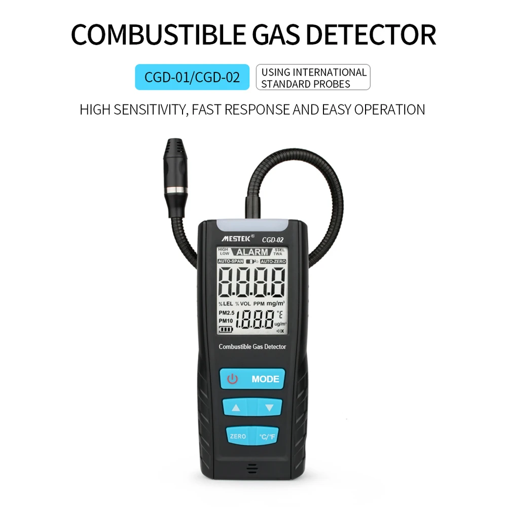MESTEK анализатор газа метр автомобильный горючий газовый датчик, детектор контроля качества воздуха детектор утечки газа с сигнализацией