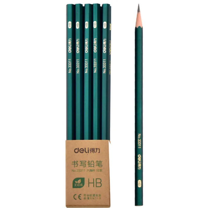 New packaging HB Deli 10 шт. карандаш HB для учеников начальной школы с ЕГЭ написание рисования эскиз маленьких детей письма 2B карандаш - Цвет: New packaging HB