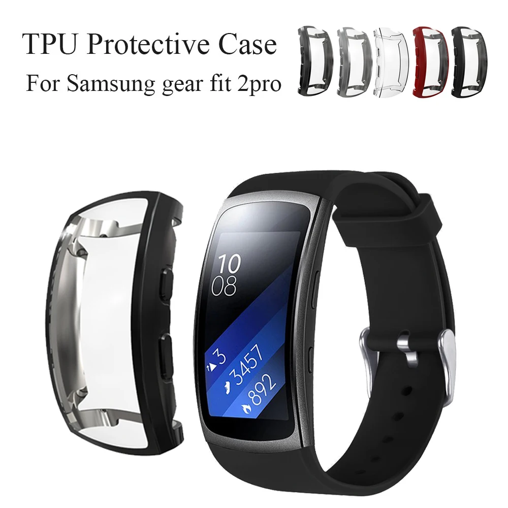 

For Samsung Gear Fit 2 PRO TPU Plating Sport Smart Watch Fingerprint-proof Protective Case Watch Frame Full Protection Shell