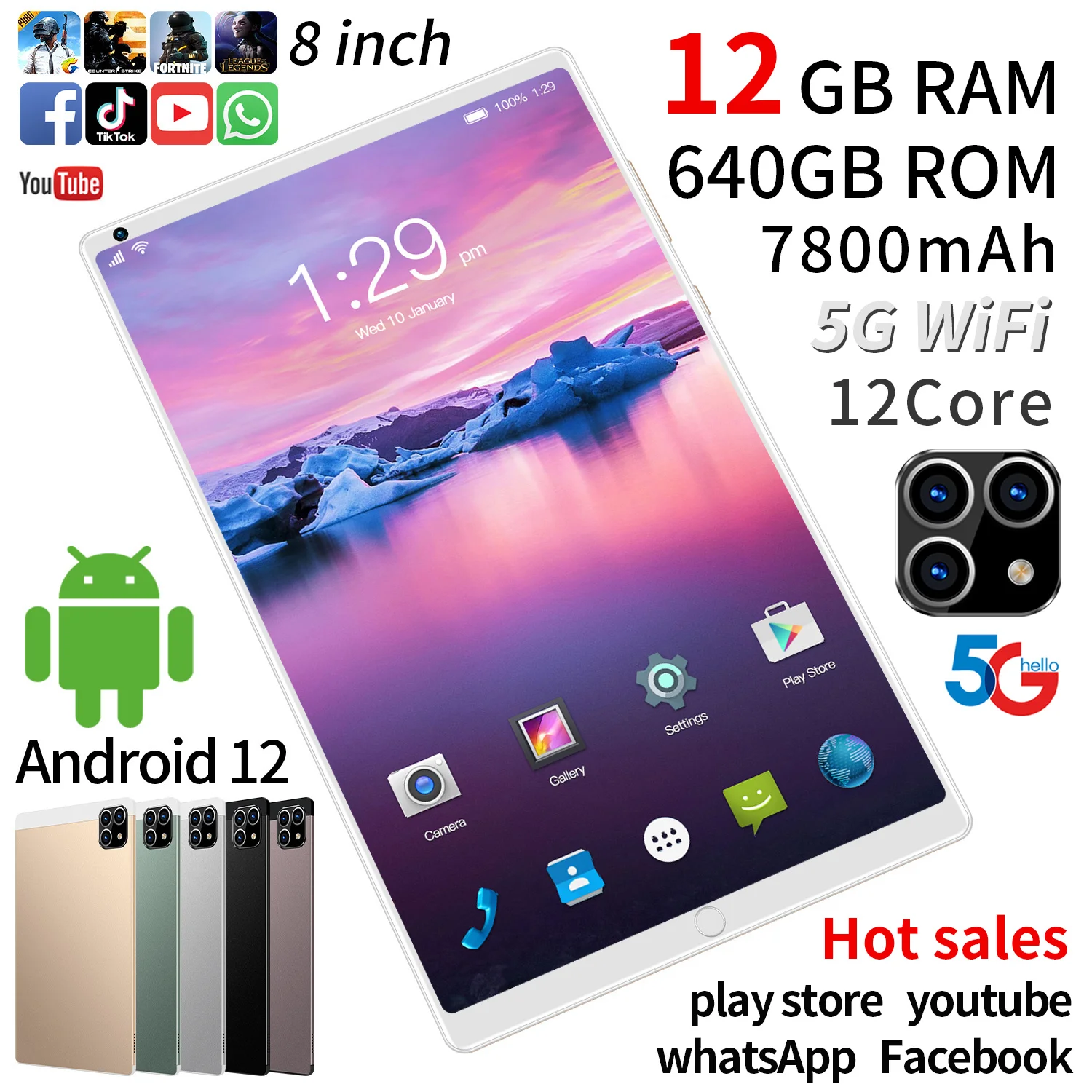 8 Inch Eight-Core 8GB+128GB Arge Android 9.0 Wifi Tablet PC Dual SIM Camera Bluetooth 4G Call Phone Game Smart | Компьютеры и офис