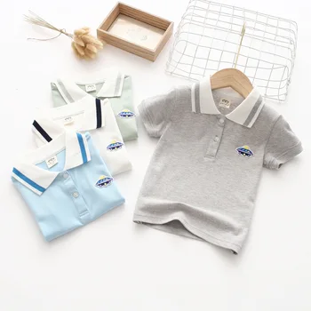 

Boys T Shirt Cartoon Labeling Summer 2020 Threaded Lapel Men's Short-Sleeved Children's Clothing Wholesale