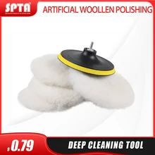 SPTA Car Polisher Buffer Soft Wool waxing Pad seal Hook Loop And 5/8-11 Thread Drill Adapter Auto Car Polisher Polishing Buffing