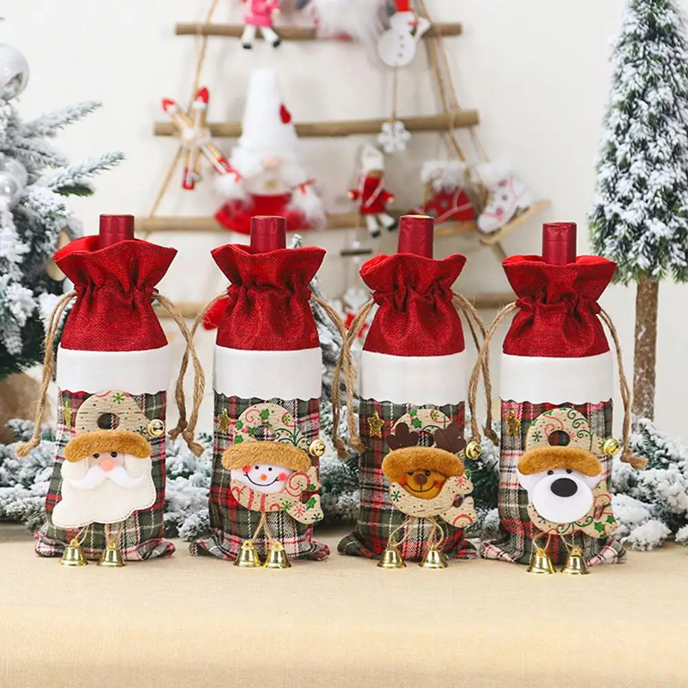 Bottiglia Di Vino Della Copertura Di Natale Babbo Natale Pupazzo Di Neve Del Partito Ornamento Di Tabella Decorazione Di Natale Della Decorazione Del Regalo Cover Per Bottiglie Di Vino Aliexpress