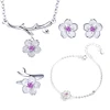 Ensemble de bijoux en argent Sterling 925, collier romantique + boucles d'oreilles + bague + Bracelet, fleurs de cerisier, cadeau pour femmes ► Photo 2/6