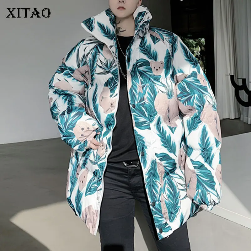 XITAO парка с цветочным принтом модная новинка 2019 года зимнее пальто длинными