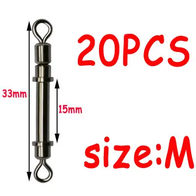 20pcs size M 20 шт. Размер SS s m l сплав медные вращающиеся Вертлюги приспособления для рыбалки эластичные Вертлюги высокая скорость оснастки с свинцовой оболочкой трубки - Цвет: 20pcs size M