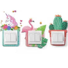 Светящийся светильник, прекрасный переключатель, настенный стикер, настенный, силиконовый, ВКЛ-ВЫКЛ, для 8,6x8,6 см, переключатель, животное, единорог, крышка, мультяшная комната