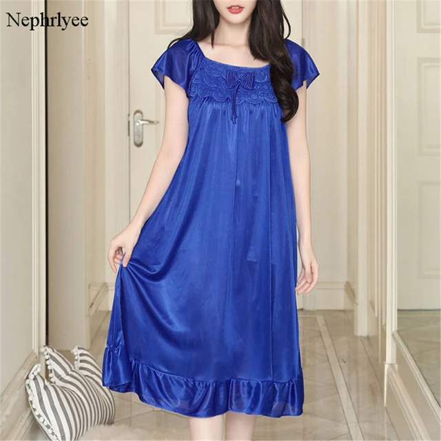 2021 New Sexy Women Ice Silk Sleepwear Female Nightgown Women Nightwear For  Ladies Silk Satin Night Shirts Home Clothing SLP135 - AliExpress