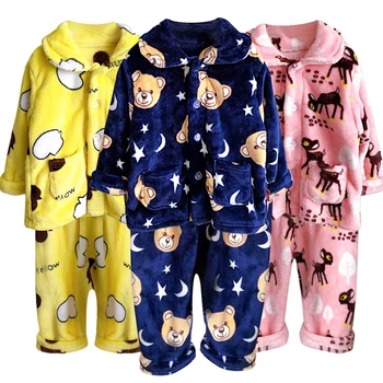 

Children's Pajamas Set 2020 Toddler Baby Boy Girl Winter Clothes Set Flannel Warm Sleepwear Set 2pcs Suit Outfits Kids Clothing