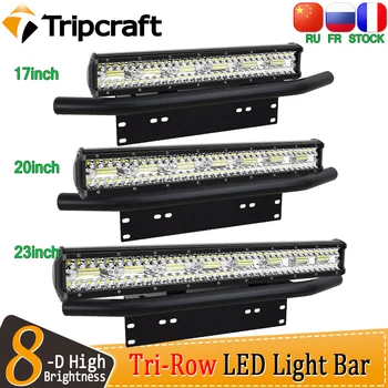 

Tripcraft 3 Rows 15/17/20/23in LED Light Bar with License Plate Bracket Bull Bar for Car Boat OffRoad 4x4 Truck SUV ATV 12V 24V
