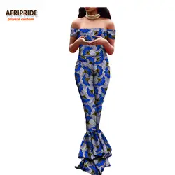 2019 Африканский винтажный женский 2 шт. костюм AFRIPRIDE с открытыми плечами Топ без бретелей + полная длина расклешенные брюки сексуальный
