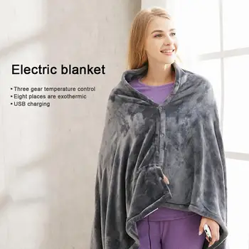 

USB Heated Warm Shawl Electric Heating Plush Throw Blanket Heated Cape Heating Lap Blanket Coral Flannel Heated Blanket