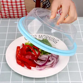 

Food Cover Plate Vented Splatter Protector Clear Kitchen Lid Safe Vent Refrigerator Dining-table Tray Coverq