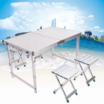 

High Quality Folding Coffee Table Set Aluminum Alloy Dinning Desk with Four Stools Outdoor Camping Picnic Table Sets