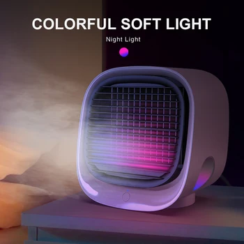 

Mini Portable Air Conditioner Fan Personal Space With 7 Colors LED USB Air Cooler Cool Air Conditioning Air Cooling Fan for Home