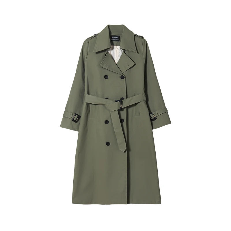 Toppies 2022 Spring Windbreaker Long Trench Coat Women Double Breasted Slim Trench Coat Female Outwear Fashion bubble coat women