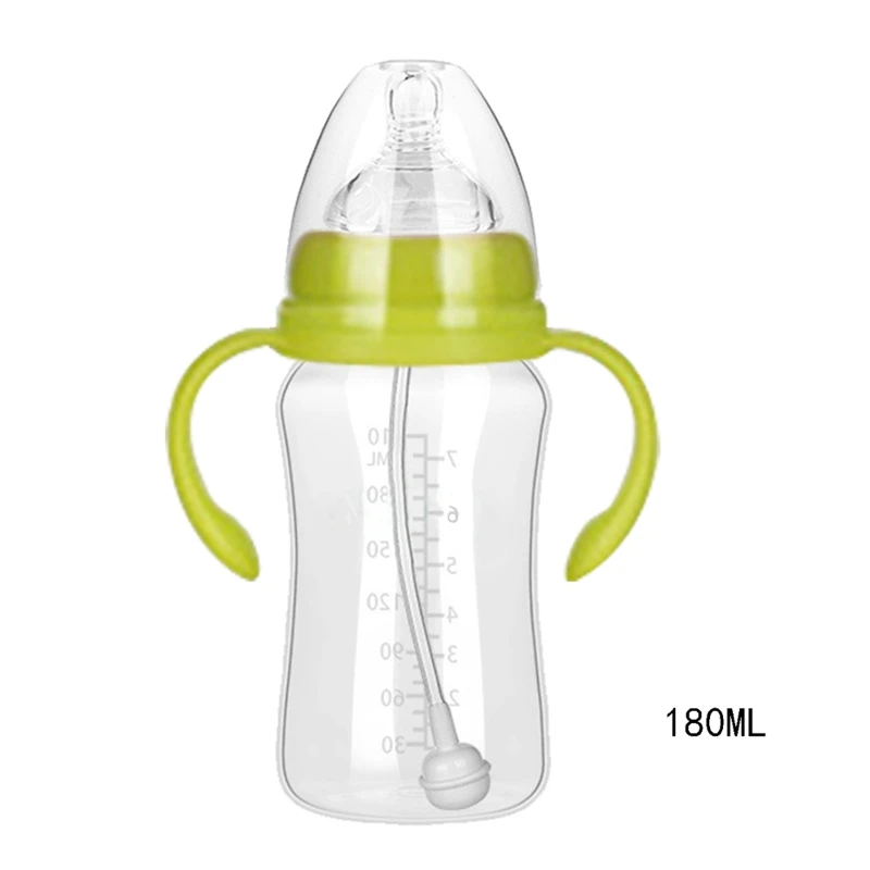 300 мл 240 мл 180 мл детская бутылочка для кормления молока без бисфенола и бисфенола с противоскользящей ручкой и крышкой для чашки бутылка для воды - Цвет: GR1