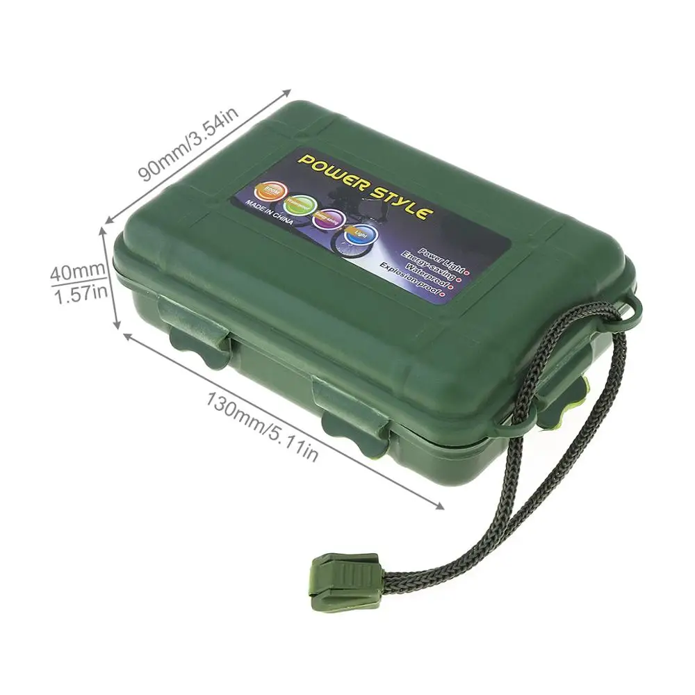 130x80x35mm Universal Waterproof Anti Fall Green Plastic Storage Box Suitable for Flashlight Light Battery Charger Case Tools portable multifunctional box
