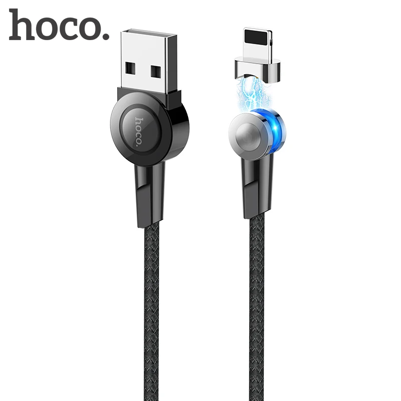 HOCO 180 градусов вращающийся магнитный кабель 3A Быстрая зарядка Micro usb type C кабель светодиодный провод для Apple iPhone samsung Xiaomi huawei