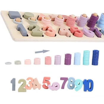 

Counting Shape Wooden Eco-friendly Math Blocks Toys Baby Cognition Match Toddlers Kids Early Education For Children