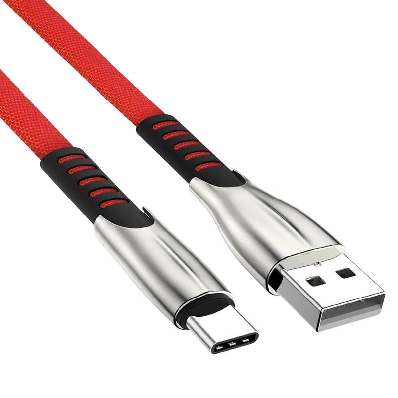 1 м 2 м 3 м кабель для быстрой зарядки usb type C для samsung huawei Xiaomi type-C USBC 3A быстрое зарядное устройство Шнур происхождения мобильного телефона длинный провод - Цвет: Красный