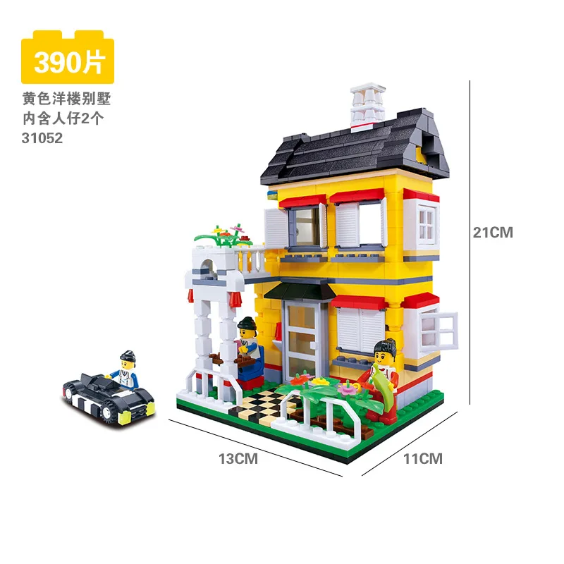 Wange City architecture модельные строительные наборы кубики, Детские игрушки Детские кирпичи Франция вилла деревенские наборы