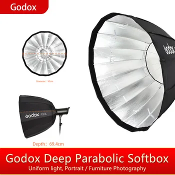 

Godox P90L 90CM Portable Deep Parabolic Softbox Bowens Mount Studio Flash Speedlite Reflector Photo Studio Softbox