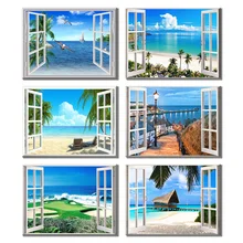 

The Sea Outside The Window DIY 5D Diamond Painting Full Home Decor Wall Art Rhinestones Diamond Mosaic Painting Kits