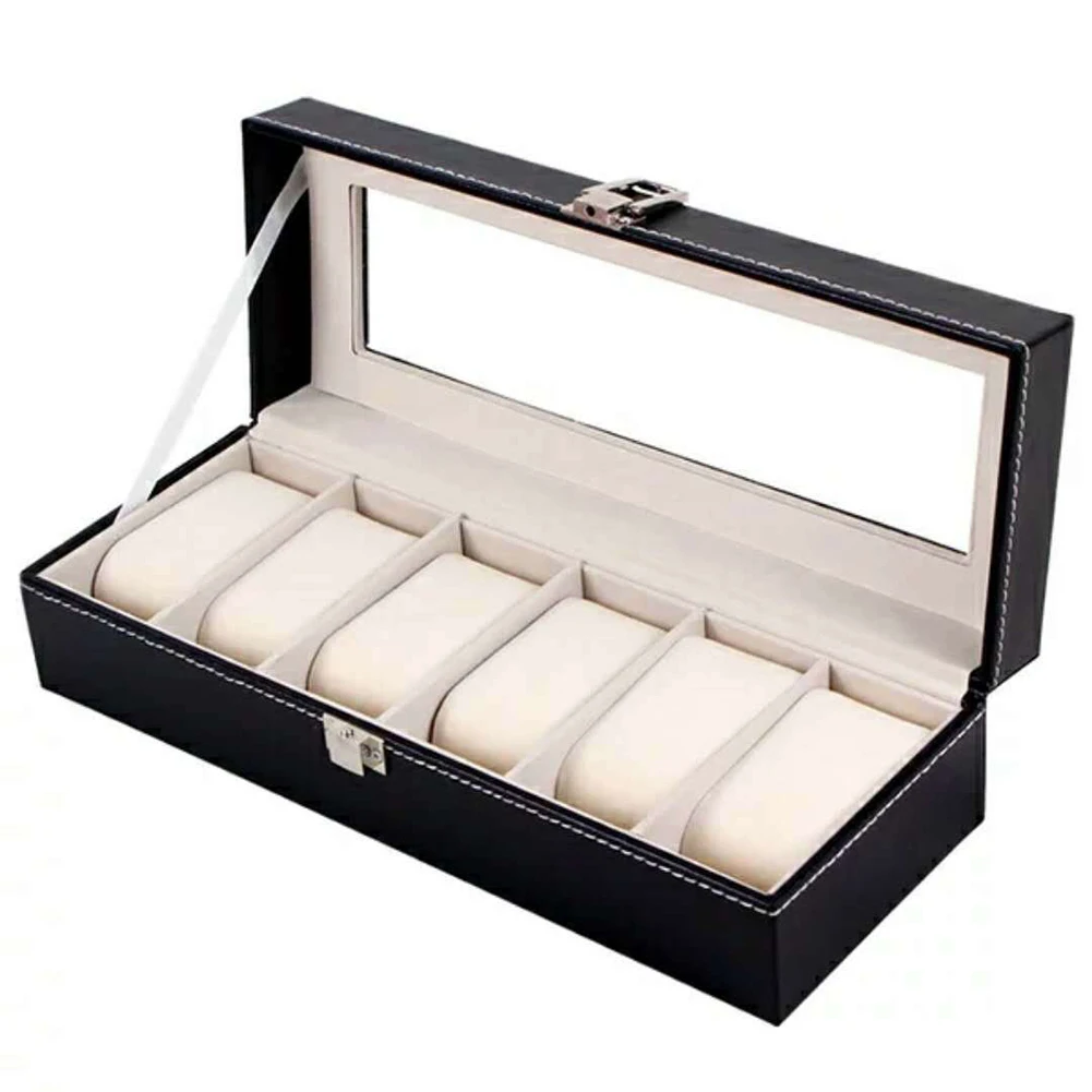 6/10/12/20 Slots Watch Box Clock Storage Box Faux Leather Wrist Watch Men/Watch Display Case Jewelry Organizer