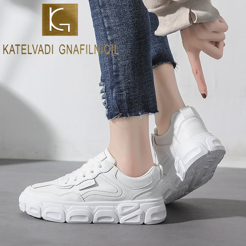 KATELVADI/летние белые кроссовки женская повседневная обувь на платформе