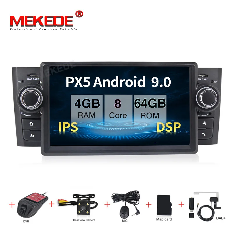 MEKEDE Android 9,0 четырехъядерный Автомобильный DVD Радио стерео плеер для Fiat/Grande/Punto/Linea 2007-2012 Мультимедиа gps Navi RDS Wifi FM