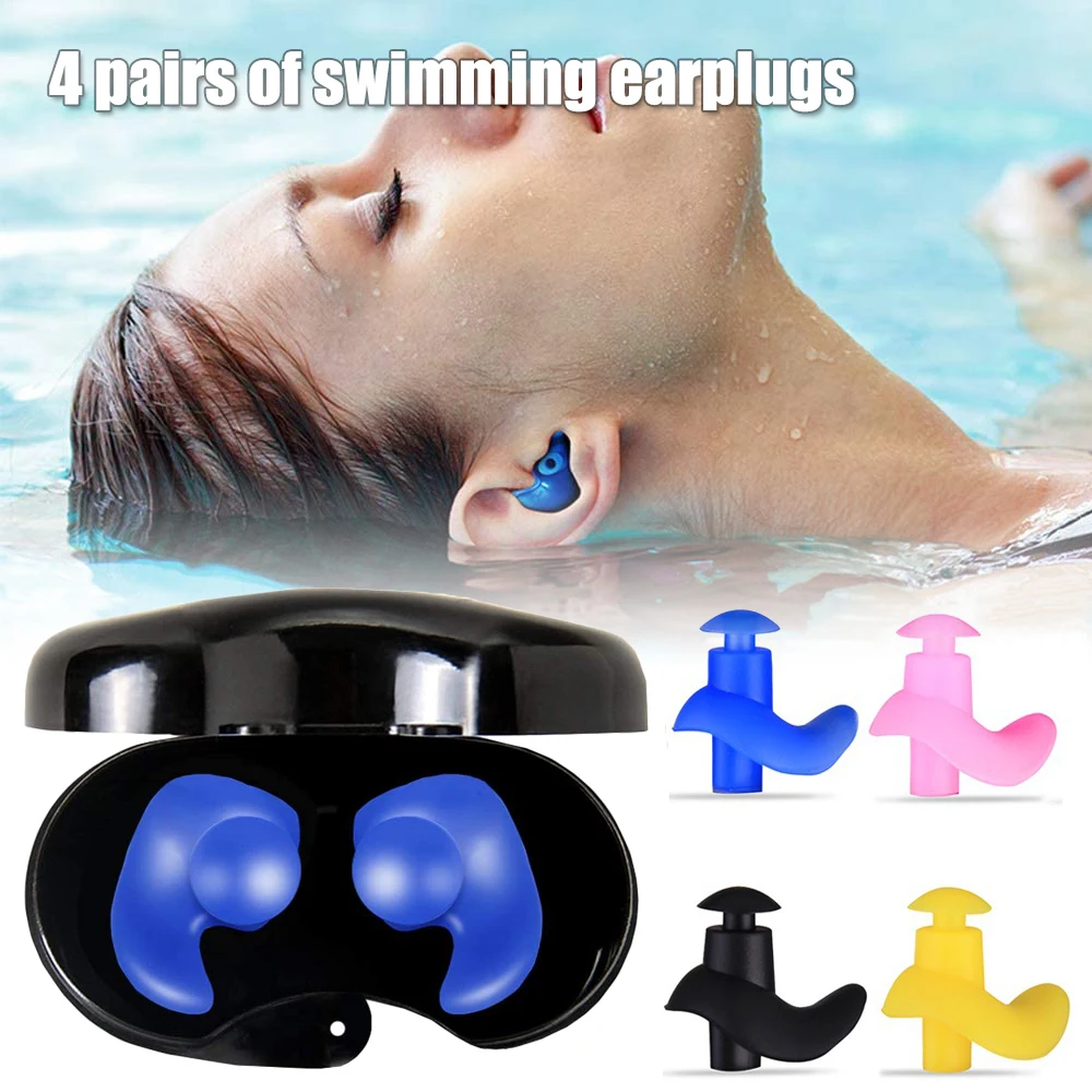 Bouchons d'oreille de natation pour adultes, 3 paires de bouchons d'oreilles  de natation réutilisables en silicone imperméable pour la douche de plongée  de surf