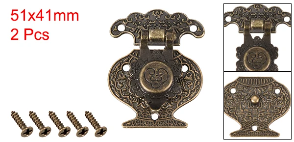 Bronze 51x41mm 2pcs Uxcell 1/2/5/10 шт Деревянный ящик Защёлки груди Стальная Монтажная застежка-молния, на застежке, серебро/золото/бронза тон Античная Стиль - Цвет: Bronze 51x41mm 2pcs