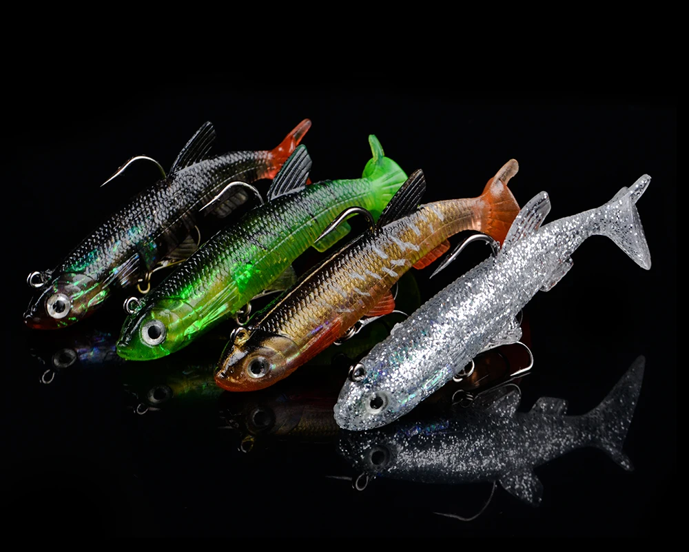 FTK Weiche Silikon Köder Jig Kopf Angeln Lockt T Schwanz 15g 24,5g 3D Augen Swimbait Künstliche Angeln köder – Detail 6