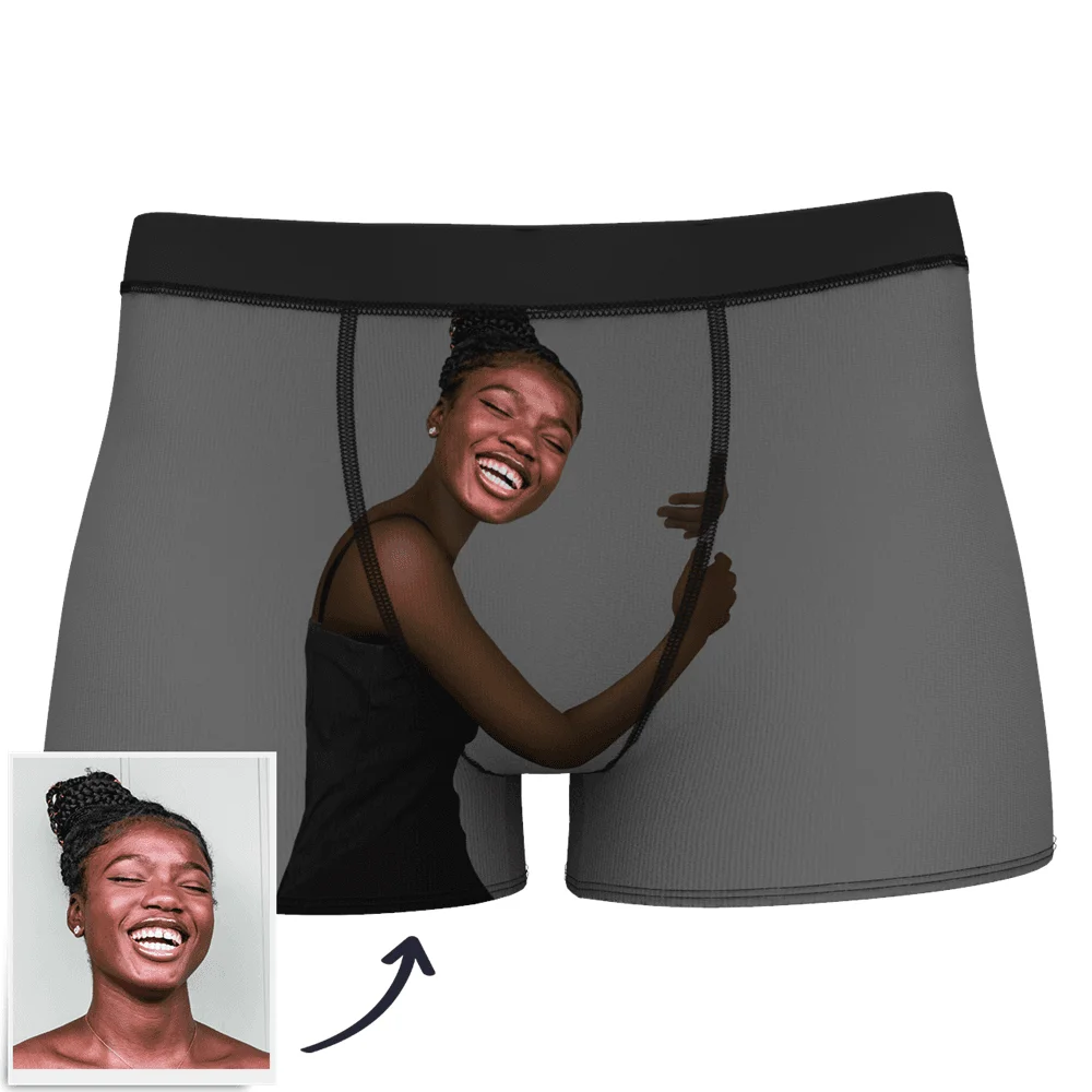Customized name photo boxer на теле темная кожа День Святого Валентина мужские трусы забавные шорты для бойфренда нижнее белье рождественские подарки - Цвет: custom style 2