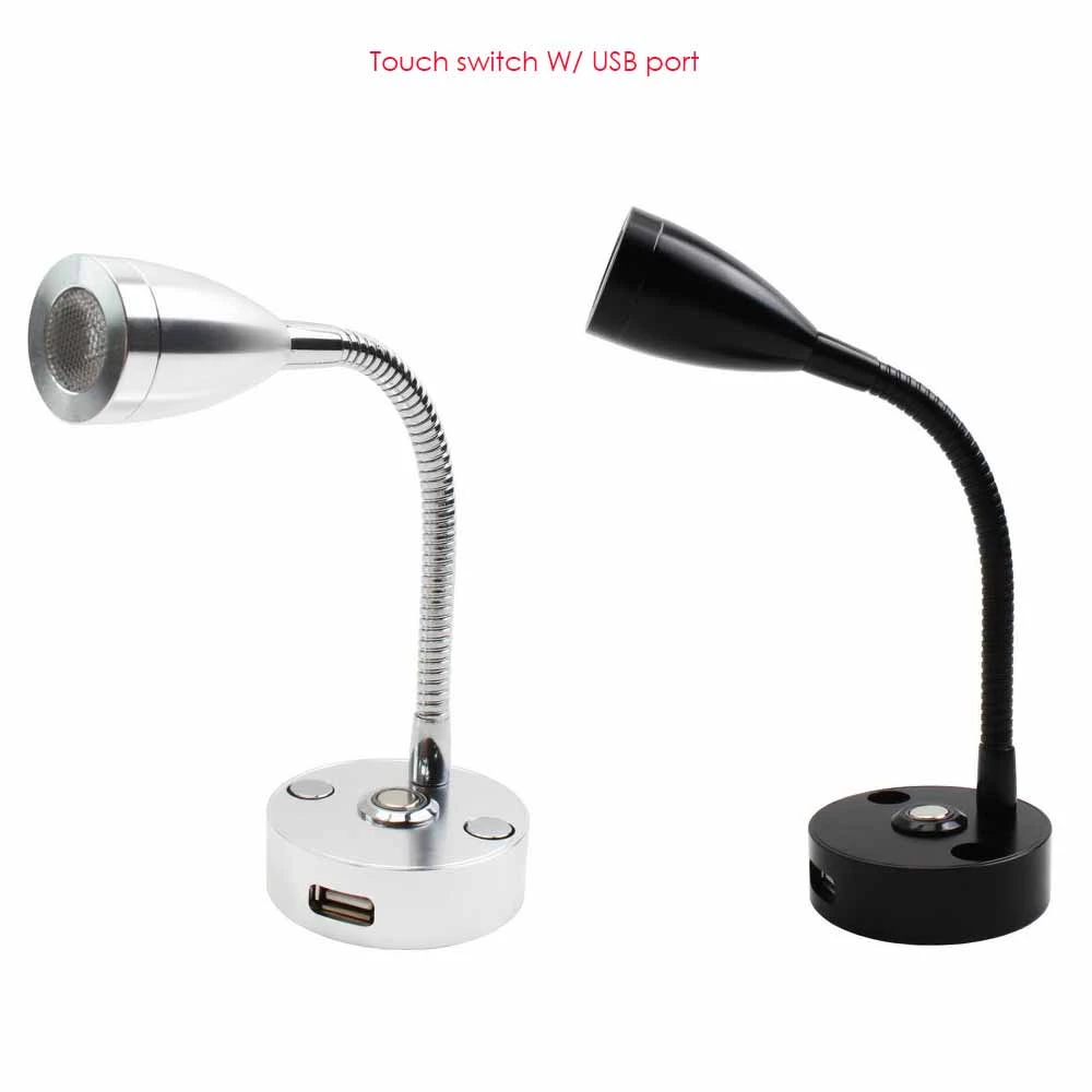 wall sconce lighting RV Boat LED Reading Light DC12V B/S Flexible Wall Lamp Touch switch for Bedroom Interior Motorhome Hotel with USB Charger Port sconce light fixture