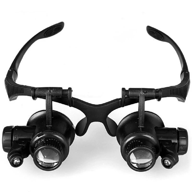 

Hot 10X 15X 20X 25X Watch Repair Magnifier Outdoor Activities Survival Tool Adjust Lens Magnifying Glasses 2 Led Lights Eye Loup
