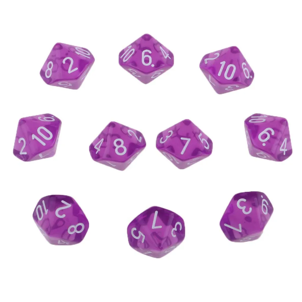 10Pc Plastic Dices for Table Games Role Playing Game D&D, RPG DND MTG Toy