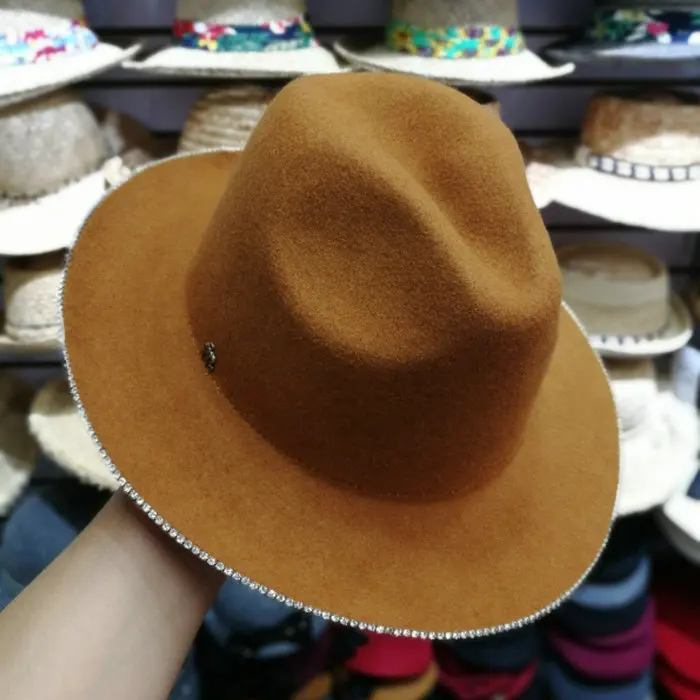 01911-baoliu-chain Good quality wool lady fedoras cap women panama jazz hat