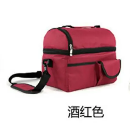 Oxford cloth insulated bag portable refrigerated ice pack breast milk preserved bag portable bottle bag insulated bag - Цвет: Бургундия