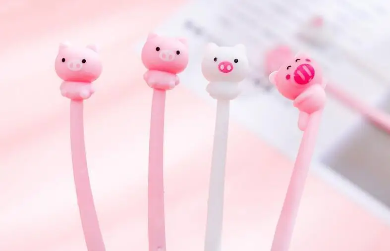 1 Piece Lytwtw's Kawaii Cute Pig Fashion School Office Supplies Students Gift Awards Accessories Stationery Black Ink Gel Pen