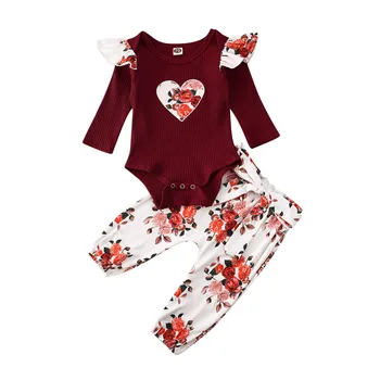 

Pudcoco 2Pcs Newborn Baby Girls Romper Tops Jumpsuit Floral Pants Outfit Clothes Set Spring Autumn Outfits