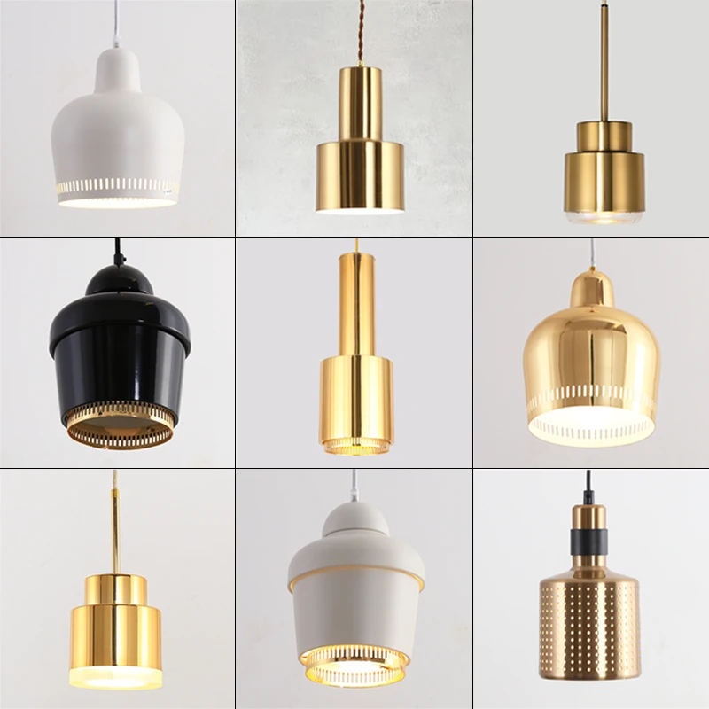 Denmark Nordic Artek Finnish Alvar Aalto Admiralty Bell Pendant Lights  Bedroom Metal Luster LED Lamp Dining Room Bar De Fixtures|Pendant Lights| -  AliExpress
