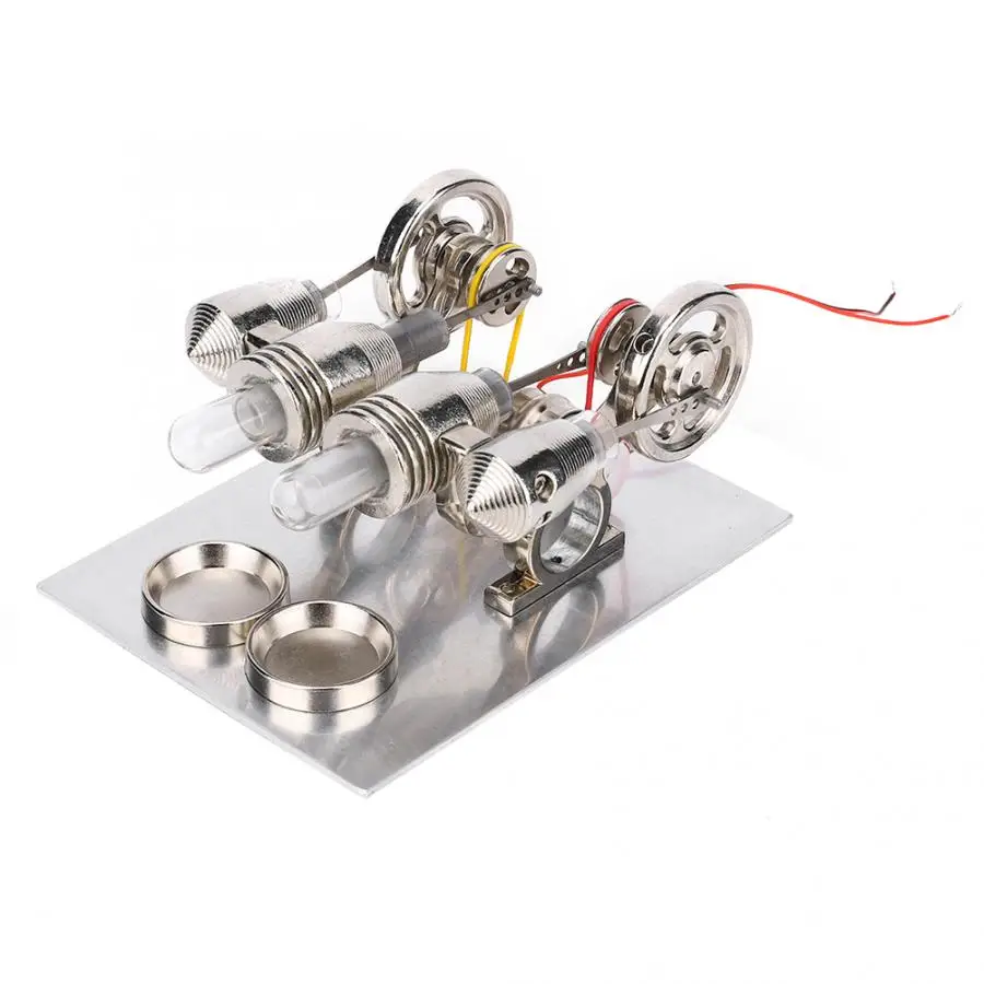 4-х цилиндровый двигатель Стирлинга миниатюрный горячего воздуха Мощность генератор физической лаборатории Учебная модель
