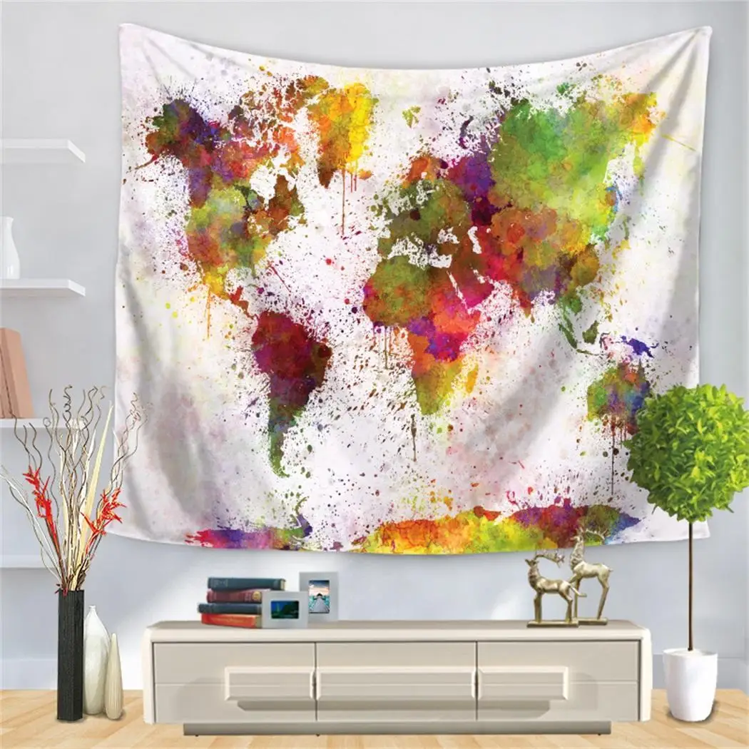 World Map Painting Wall Hanging Tapestry 1-16 Beach As picture Towel Multi Printed Functional Blanket