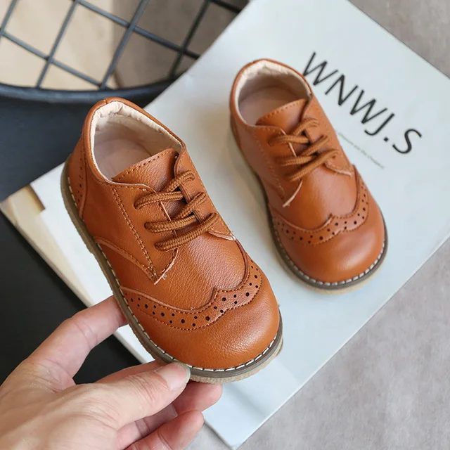 New Spring Autumn Children Leather Shoes for Boys Girls Casual Shoes Kids Soft Bottom Casual Outdoor Shoes Baby Sneakers Auburn