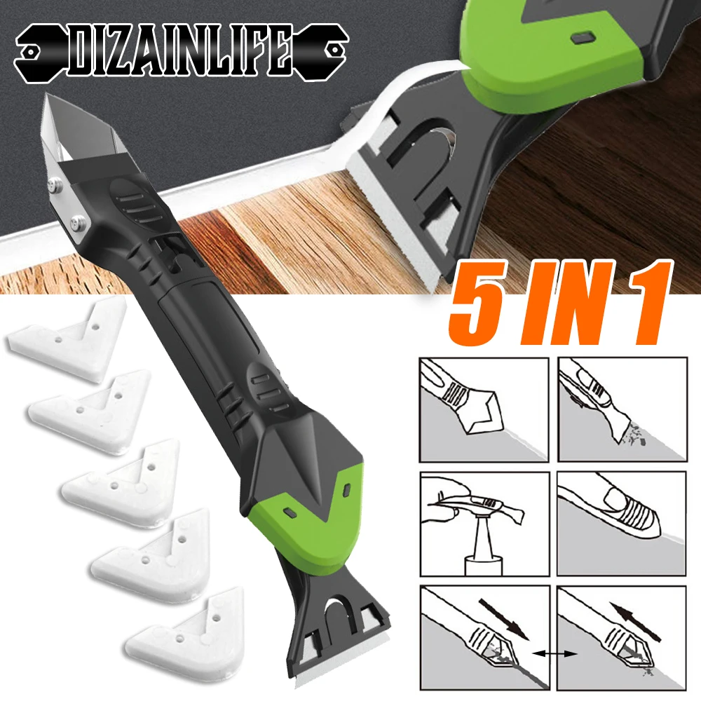5 en 1 Silicone dissolvant calfeutrage finisseur mastic lisse grattoir coulis Kit outils avec ruban de couture en plastique outils à main ensemble accessoires