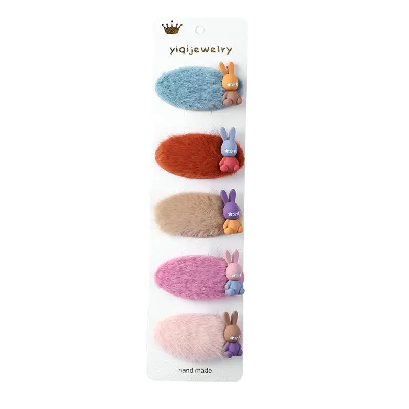 B 5pcs 5 шт плюшевая повязка для волос Зажимы сплава BB шпилька для маленькой девушки, принадлежности для волос головной убор - Цвет: B 5pcs